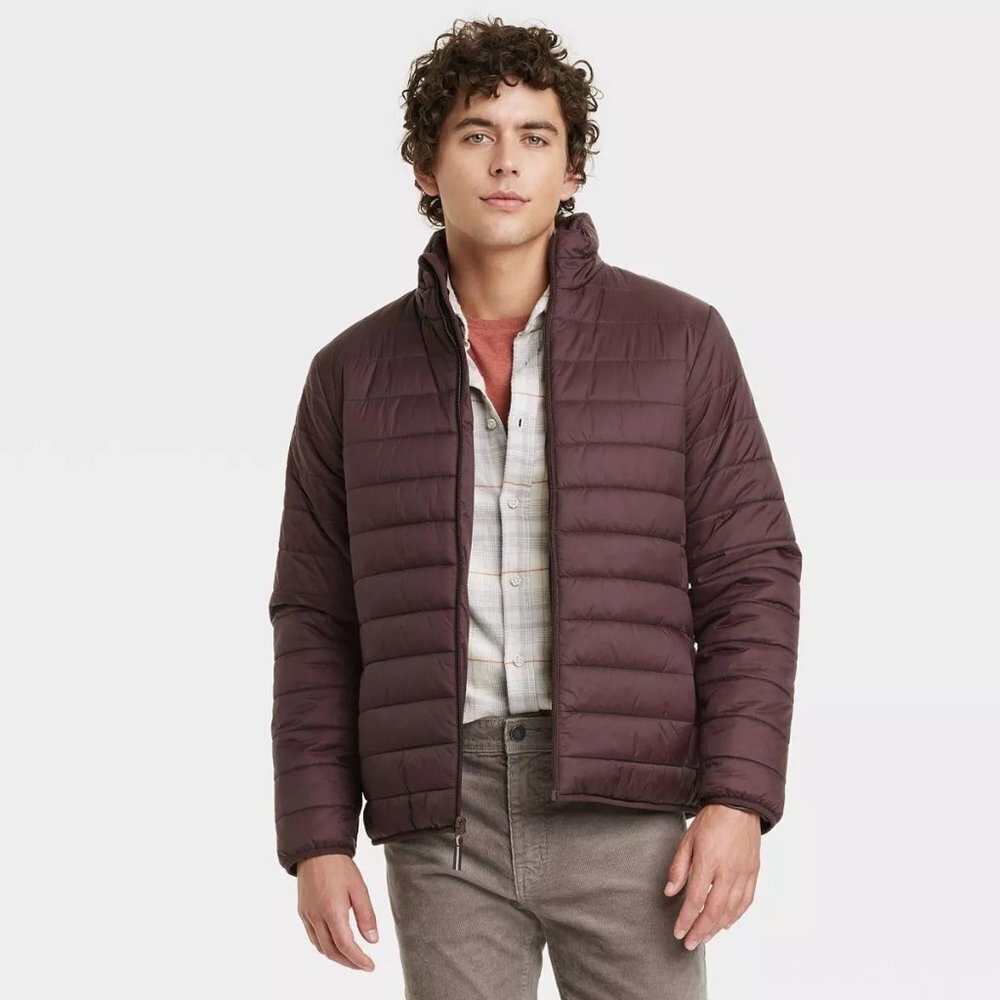 Men's Lightweight Puffer Jacket - Goodfellow & Co Brown